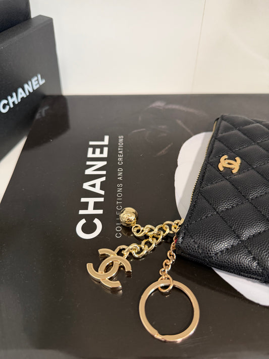 CHANEL Caviar Coin Purse (black/gold)