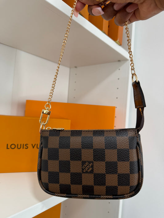 LOUIS VUITTON Mini Pouchette (Damier Ebene)
