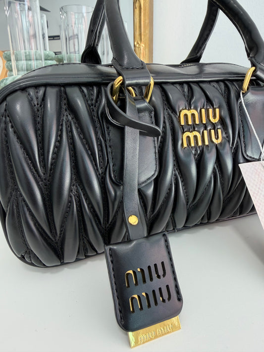 MUI MUI Arcadie matelassé nappa tote (Black)
