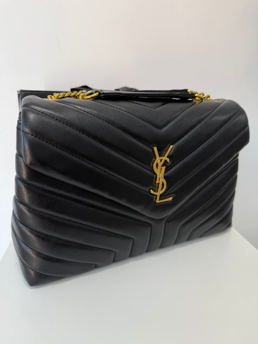 YSL Calfskin Quilted Tote XL (black/gold)