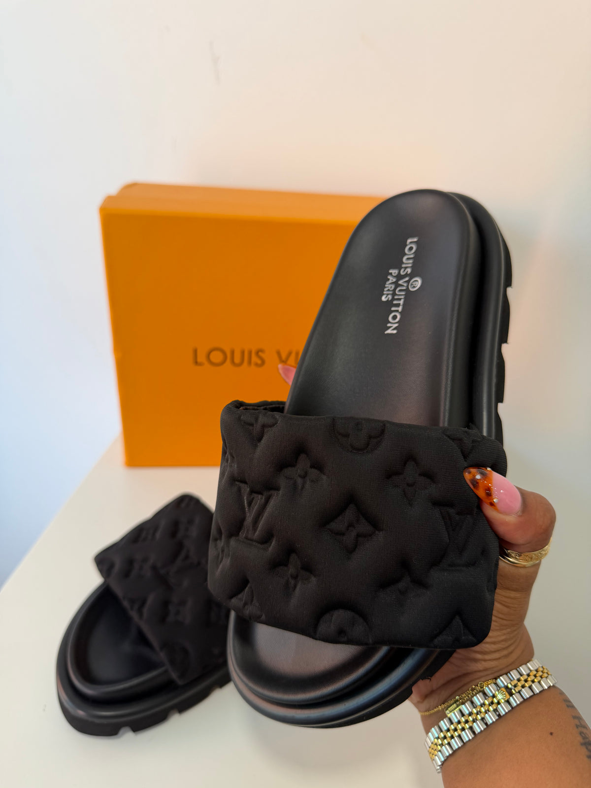 LOUIS VUITTON Monogram Nylon Slides