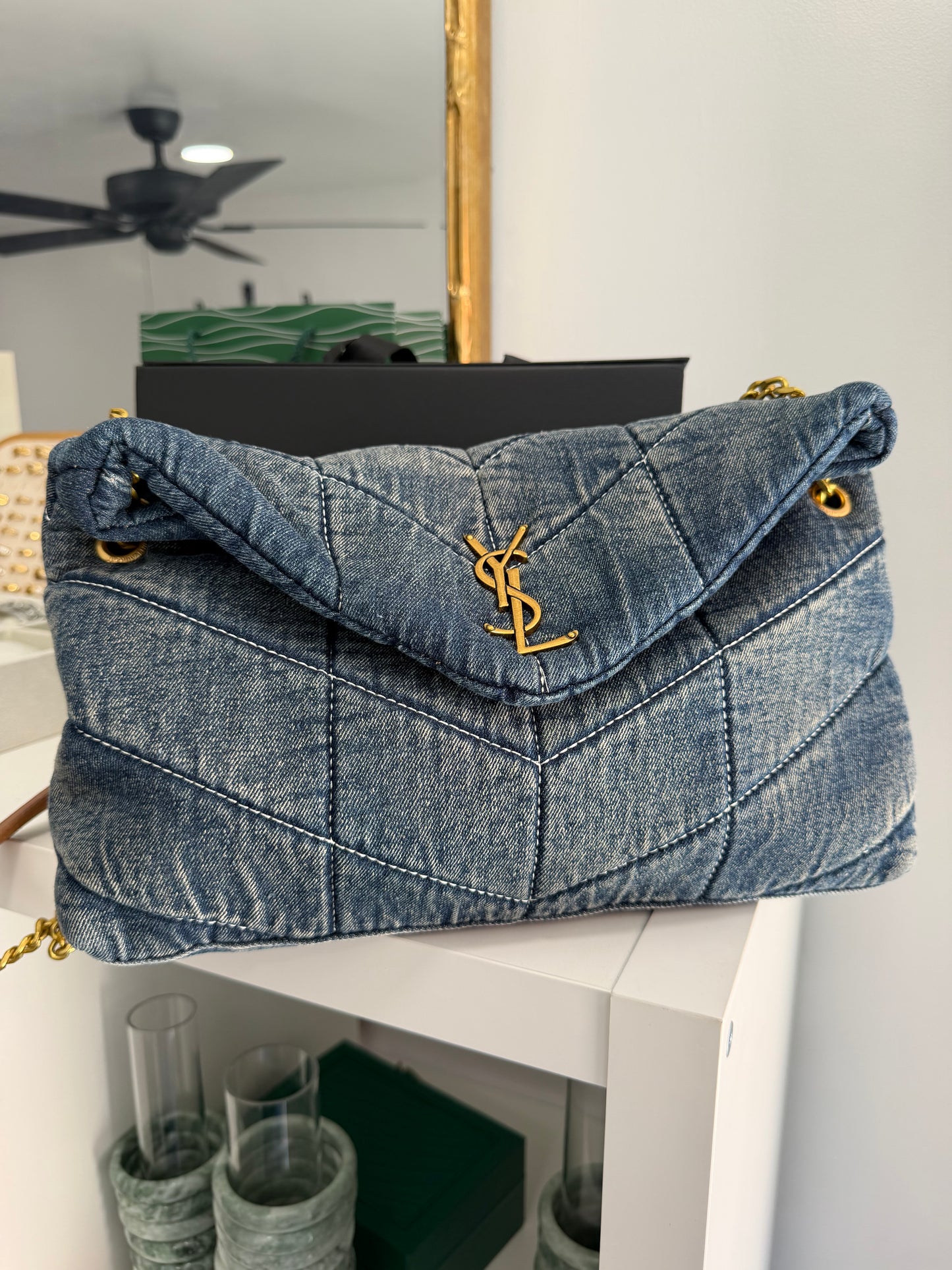 YSL Denim Puffer Tote