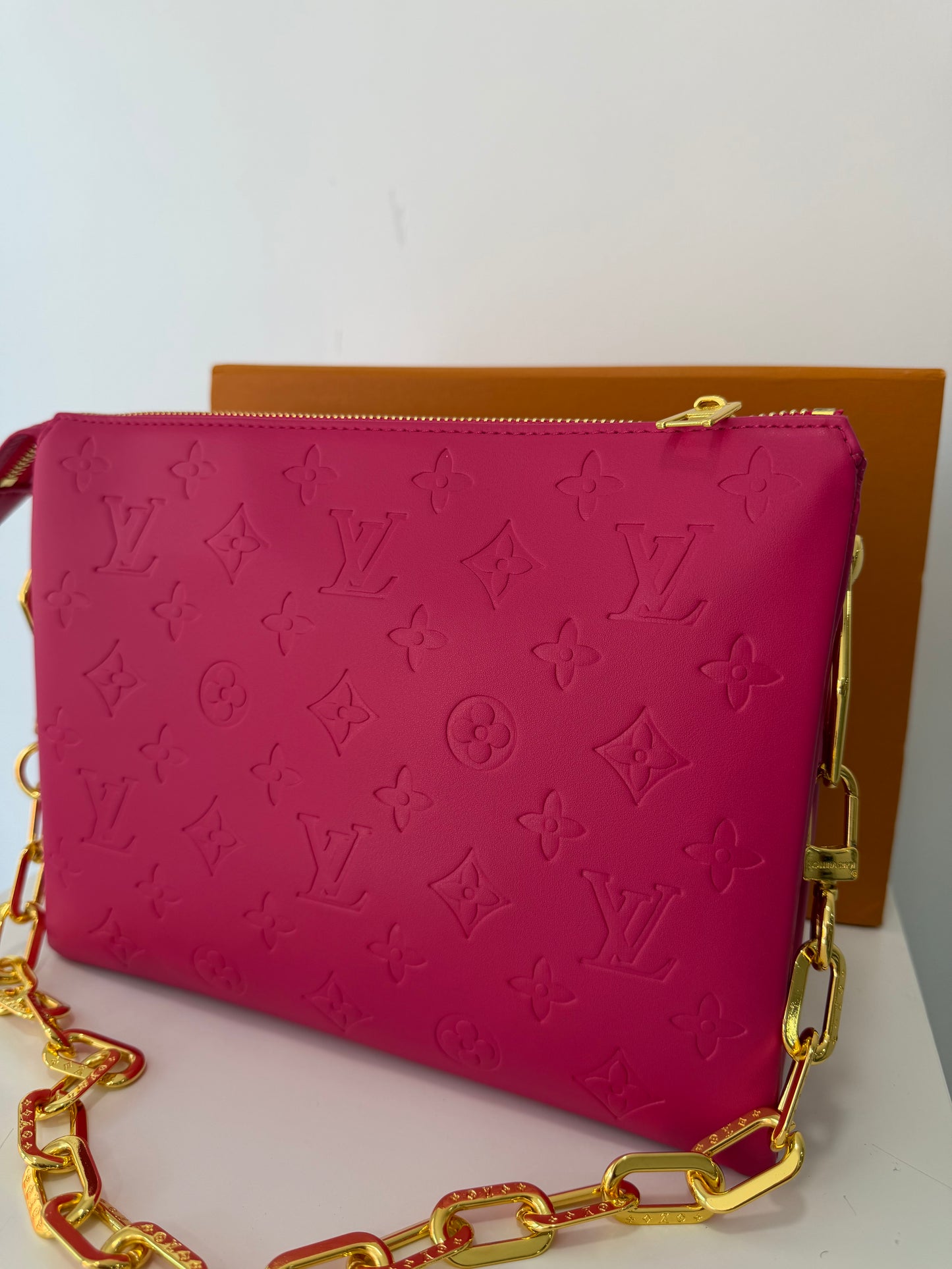 LOUIS VUITTON Embossed Monogram Coussin PM Pink