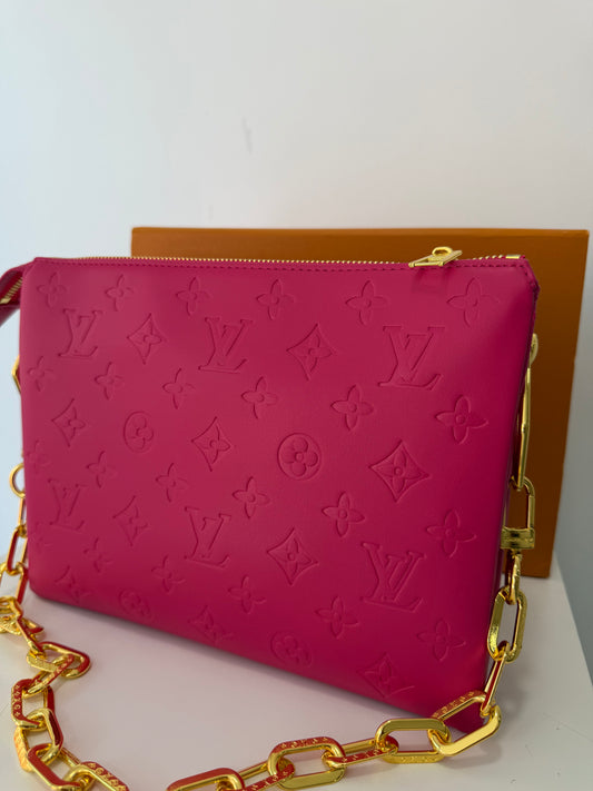 LOUIS VUITTON Embossed Monogram Coussin PM Pink