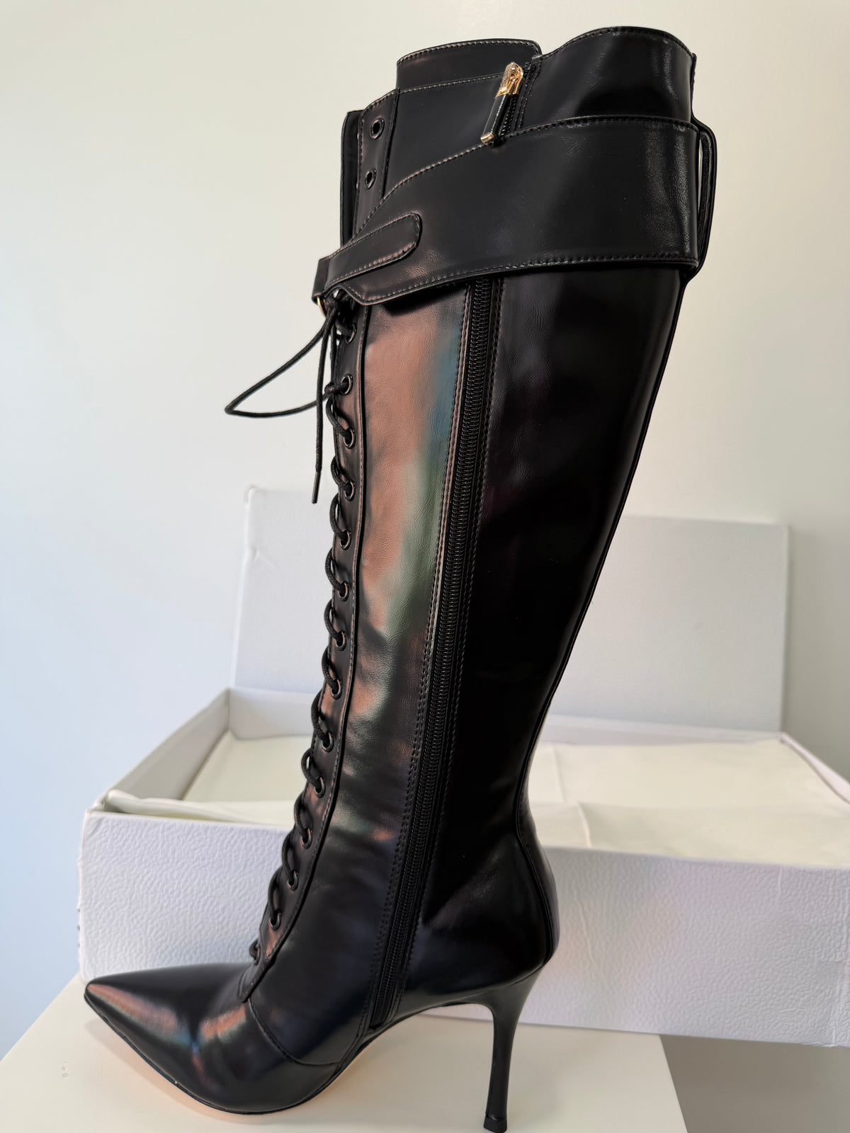 DIOR Tie Up Knee High Boots