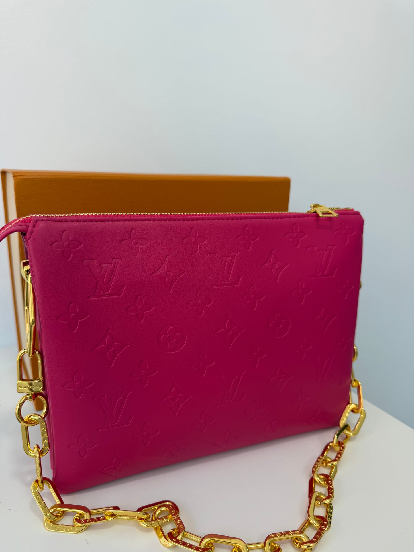LOUIS VUITTON Embossed Monogram Coussin PM Pink