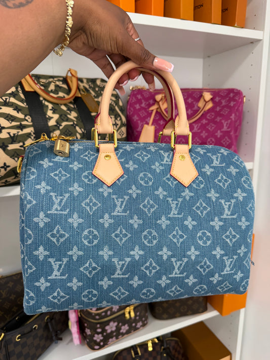LOUIS VUITTON Denim Speedy 30