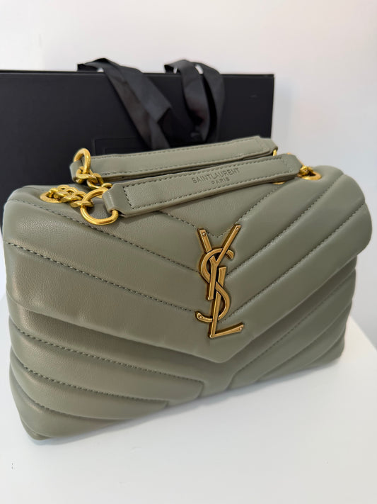YSL Calfskin Quilted Tote (sage)