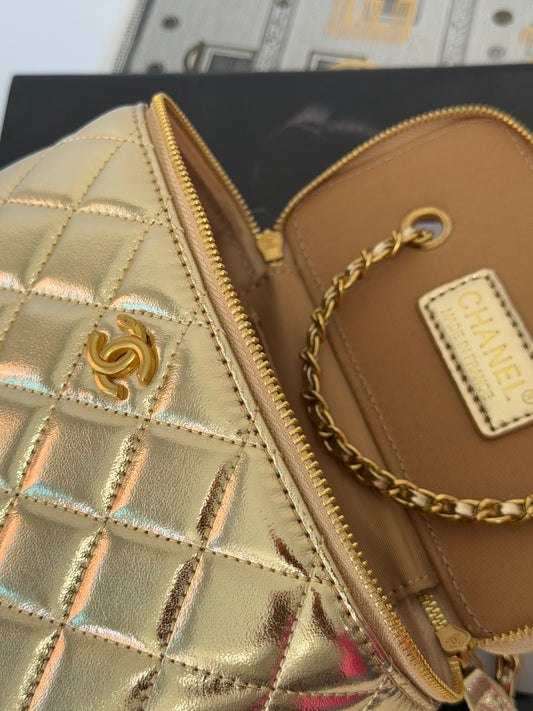CHANEL Quilted Metallic Gold Crossbody