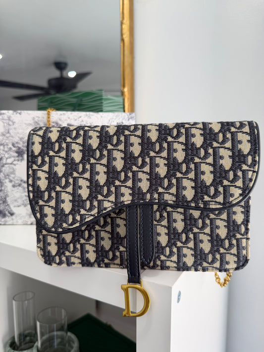 CHRISTIAN DIOR Oblique Saddle Chain Bag