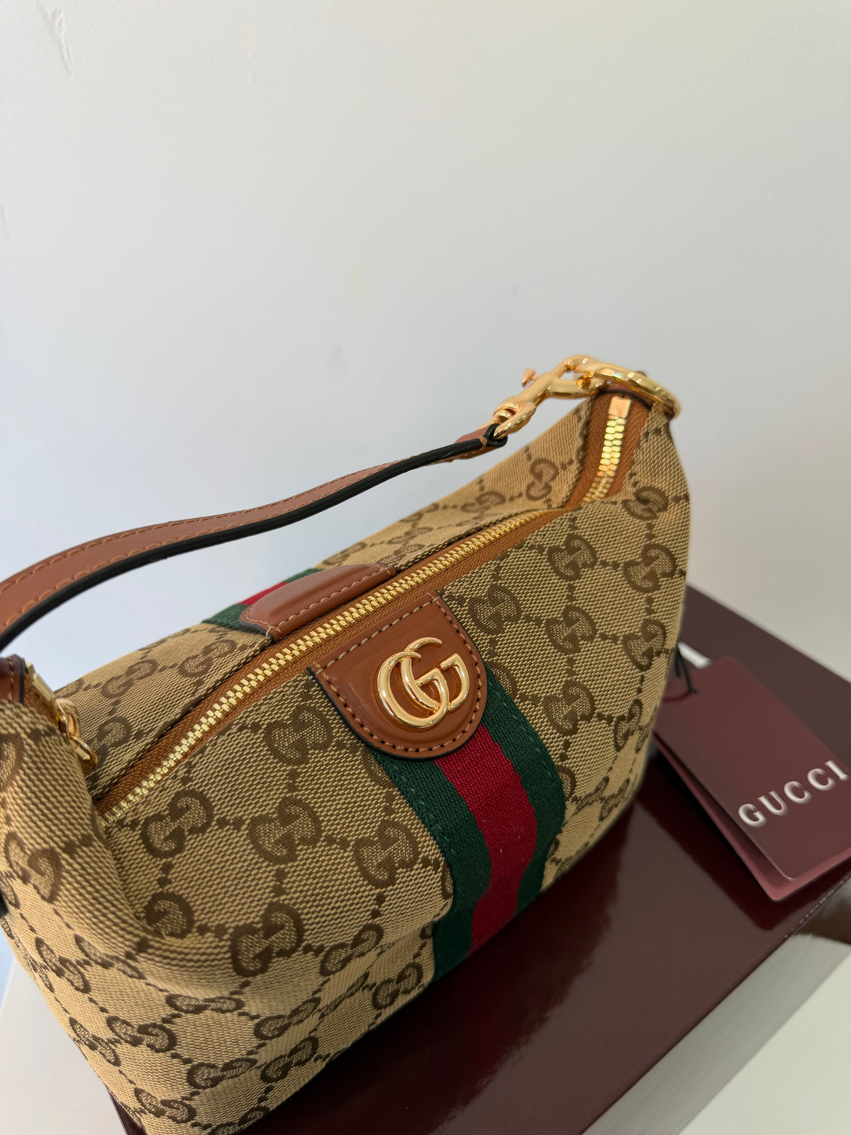 GUCCI J Mini Top Handle Bag (Brown)