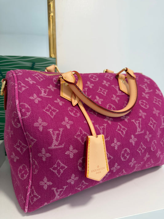 LOUIS VUITTON PINK DENIM SPEEDY 30