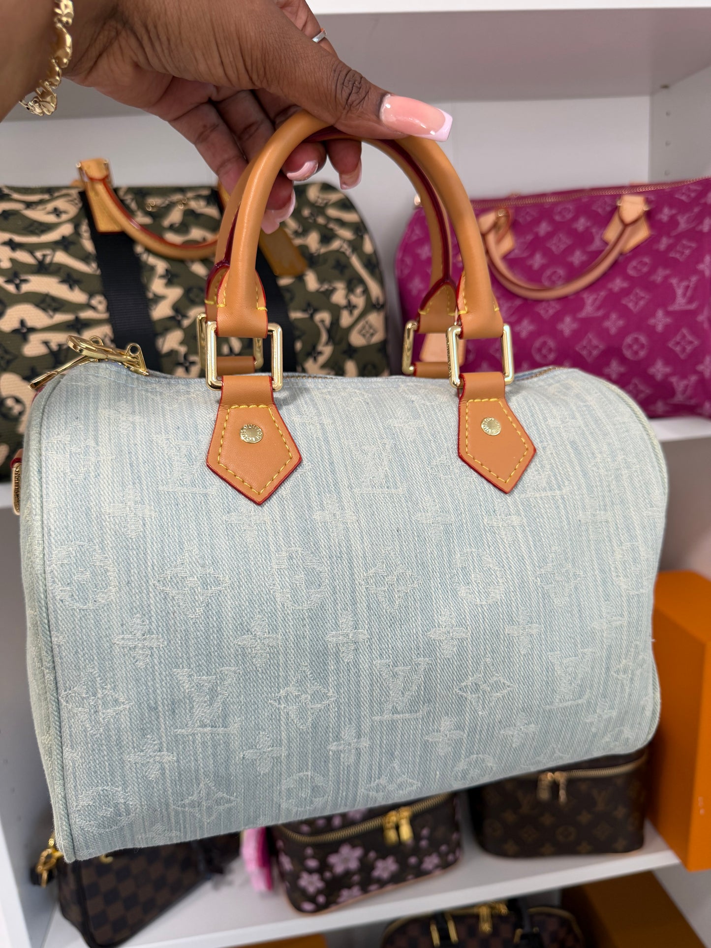 LOUIS VUITTON Washed Denim Speedy 25