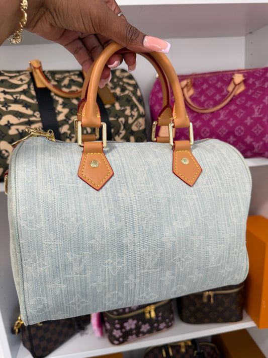 LOUIS VUITTON Washed Denim Speedy 25