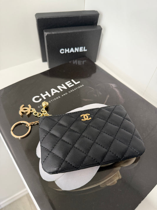 CHANEL Caviar Coin Purse (black/gold)