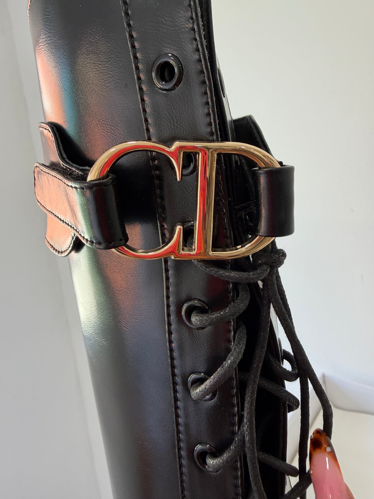DIOR Tie Up Knee High Boots