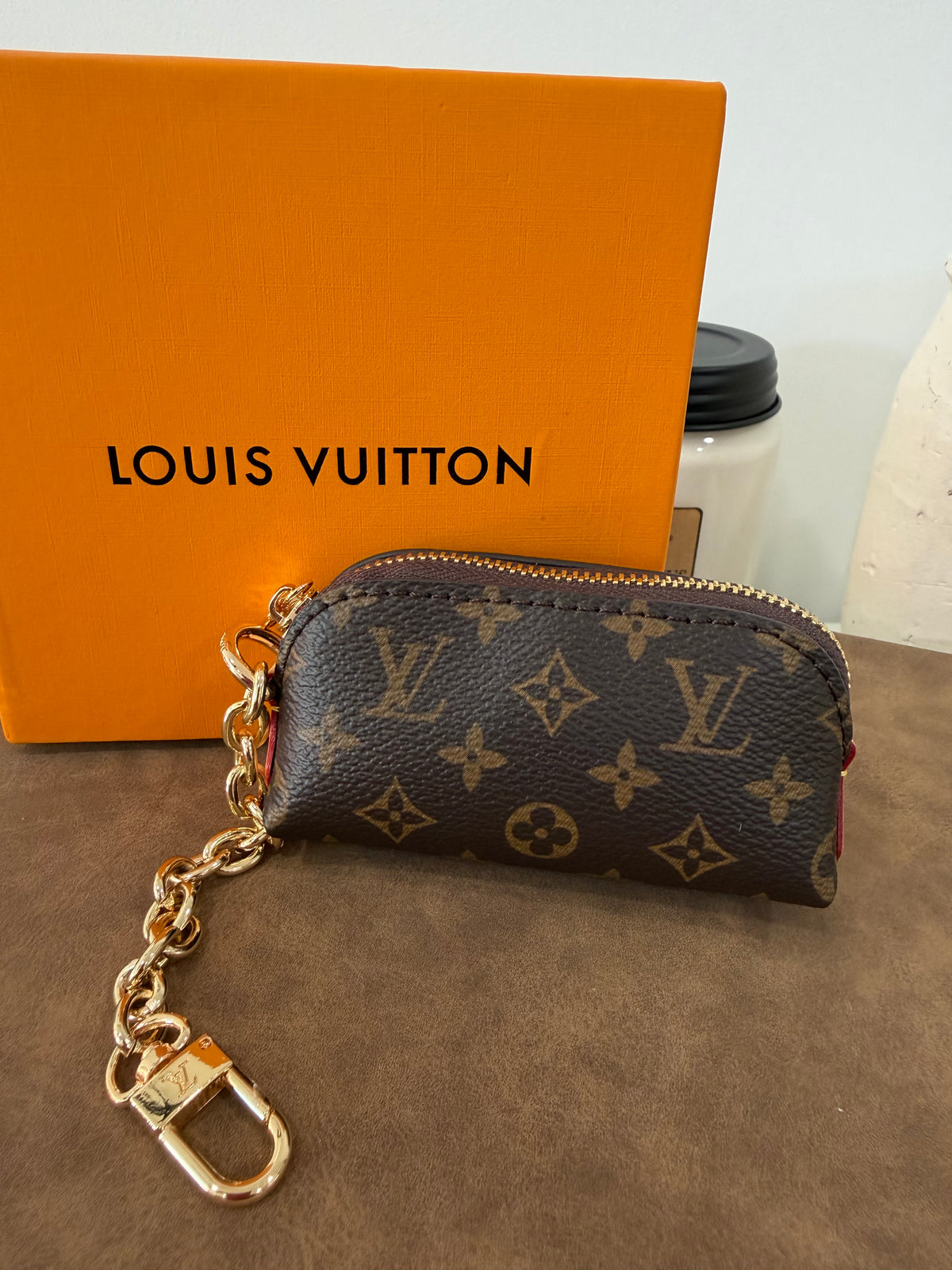 LOUIS VUITTON Coin Purse Keychain (Brown)