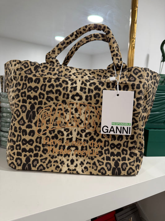 GANNI Leopard Medium Tote