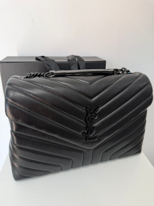 YSL Calfskin Quilted Tote XL (black/black)