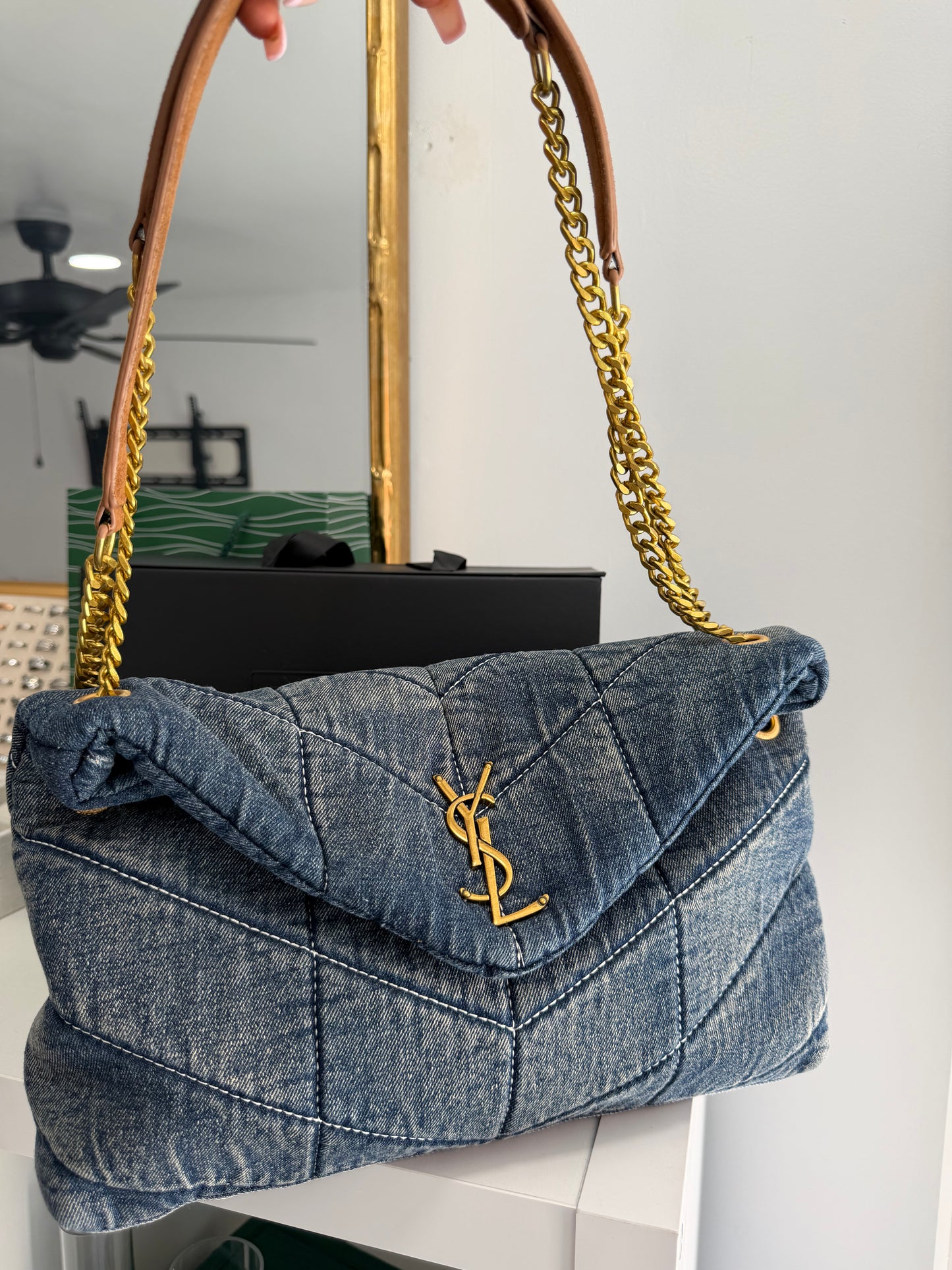 YSL Denim Puffer Tote
