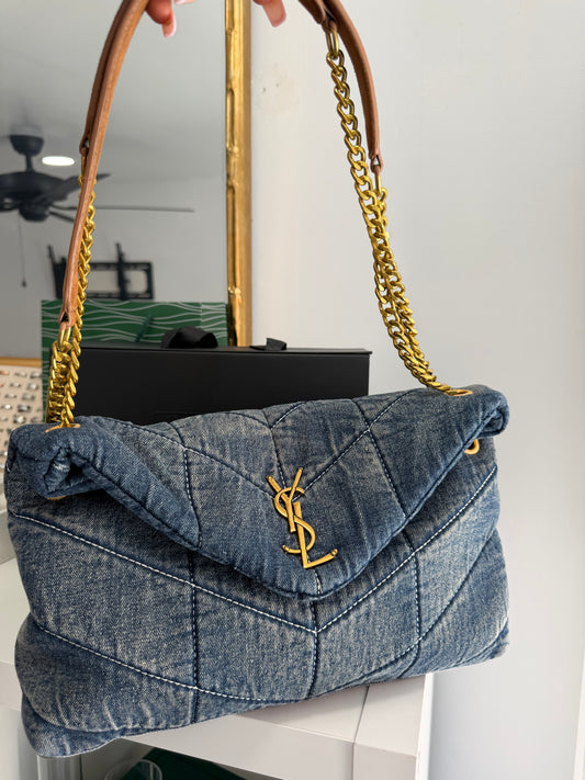 YSL Denim Puffer Tote
