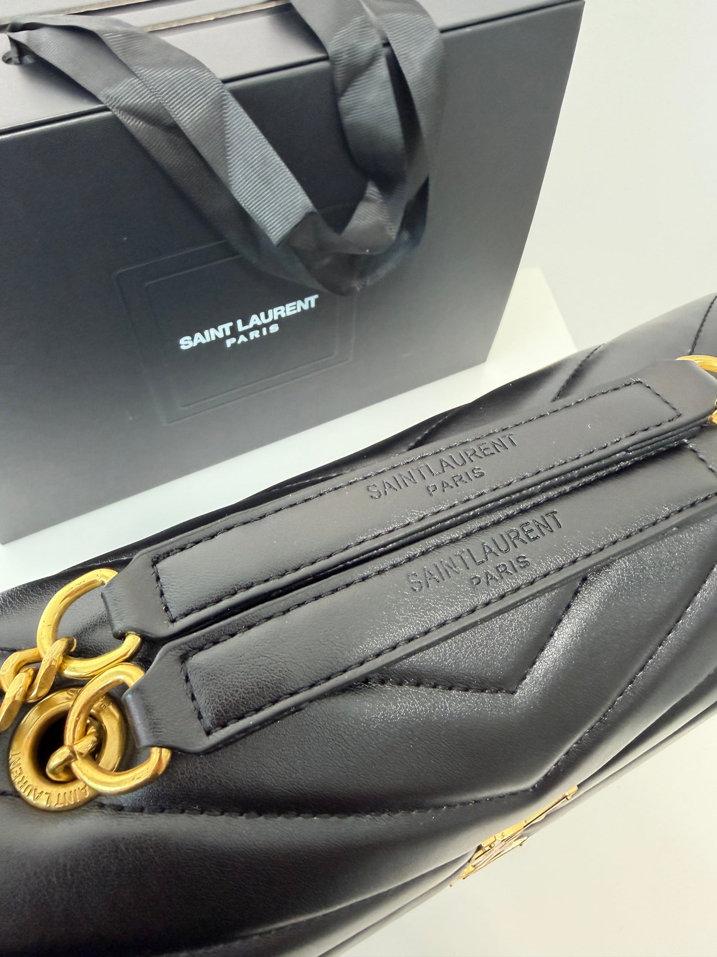 YSL Calfskin Quilted Tote XL (black/gold)