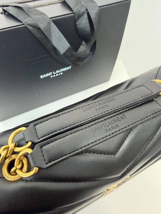 YSL Calfskin Quilted Tote XL (black/gold)