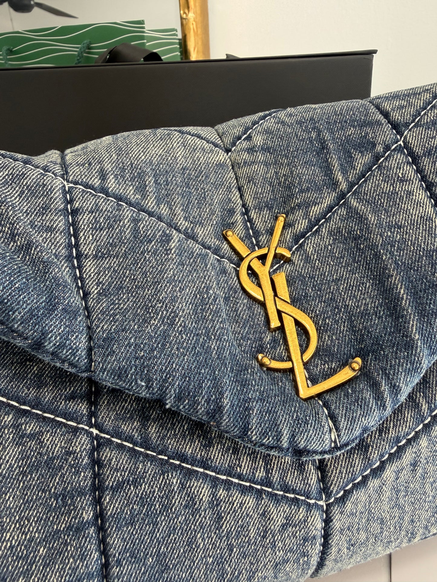 YSL Denim Puffer Tote