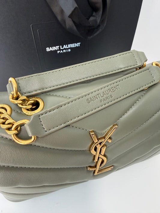 YSL Calfskin Quilted Tote (sage)