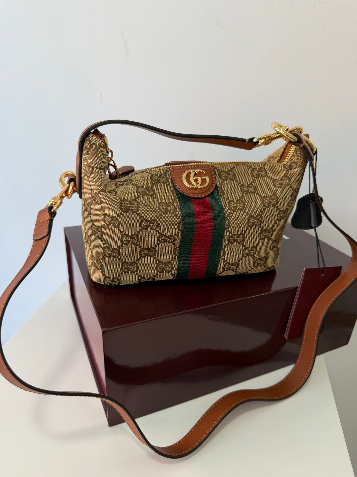 GUCCI J Mini Top Handle Bag (Brown)