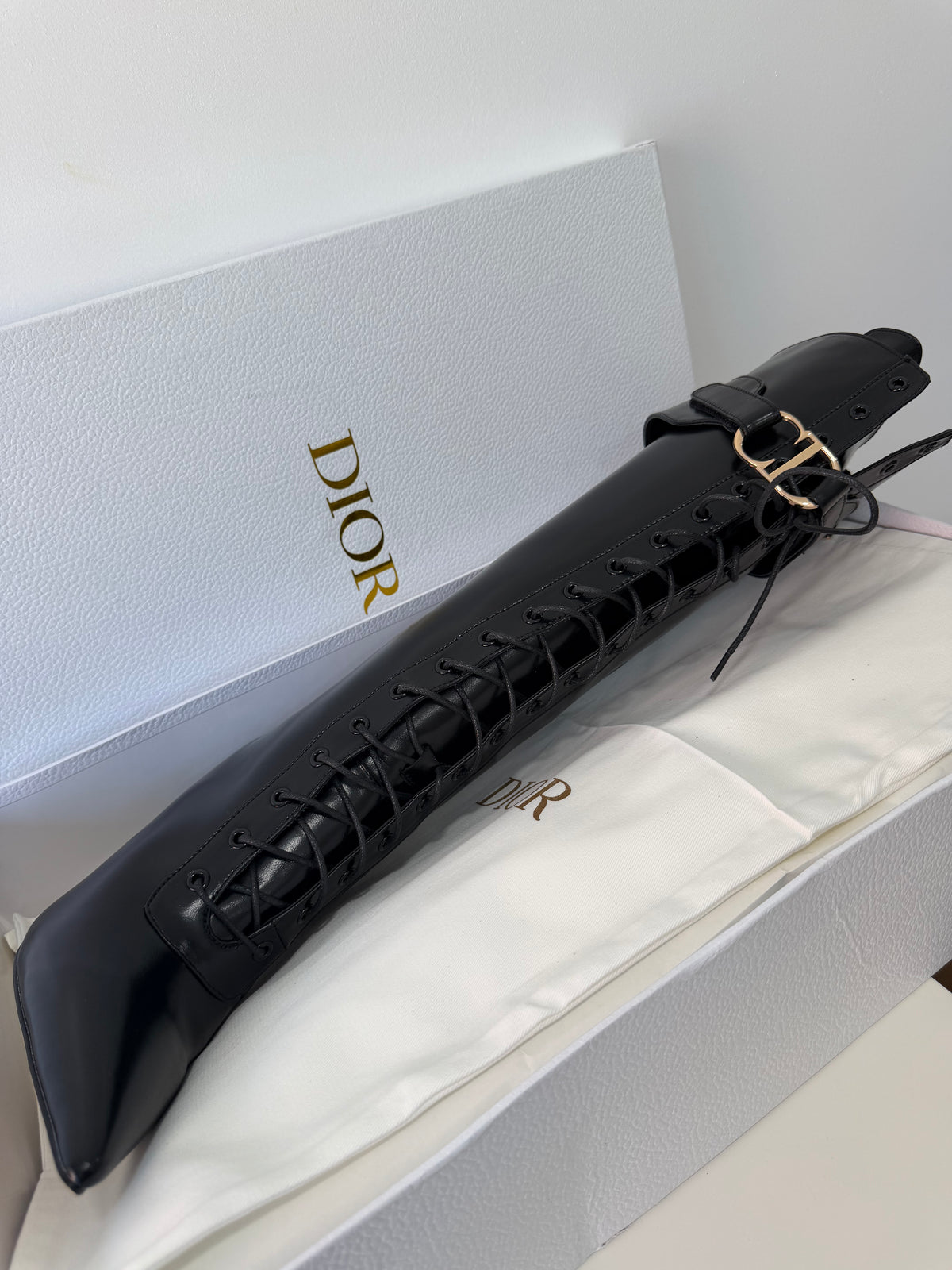DIOR Tie Up Knee High Boots