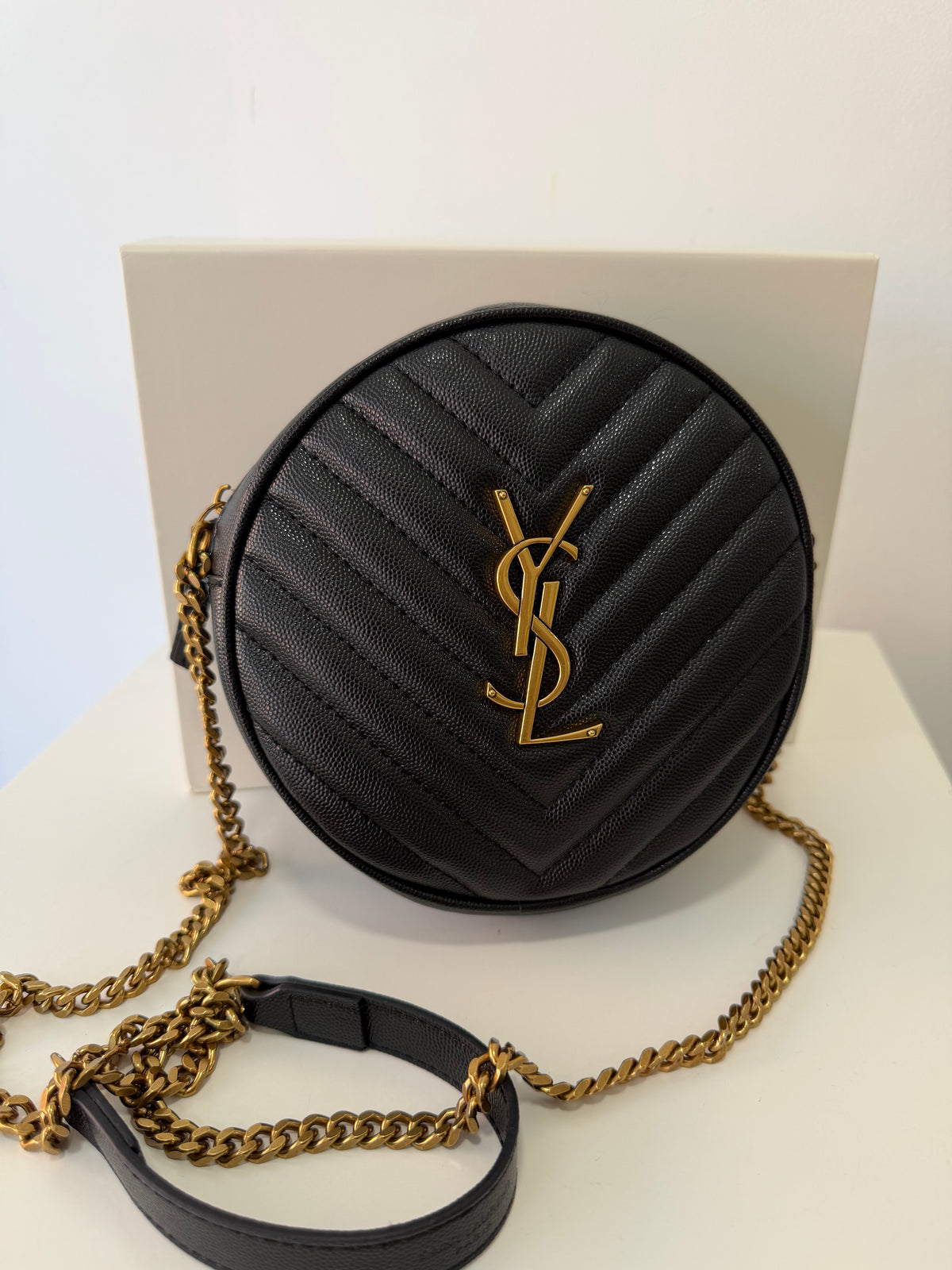YSL Grain De Poudre Matelasse Chevron Quilted Bag