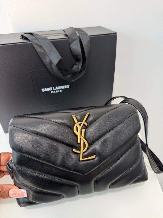 YSL Calfskin Quilted Tote Mini (black/gold)
