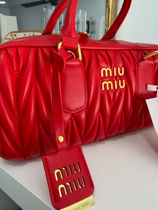 MUI MUI Arcadie matelassé nappa tote (Red)