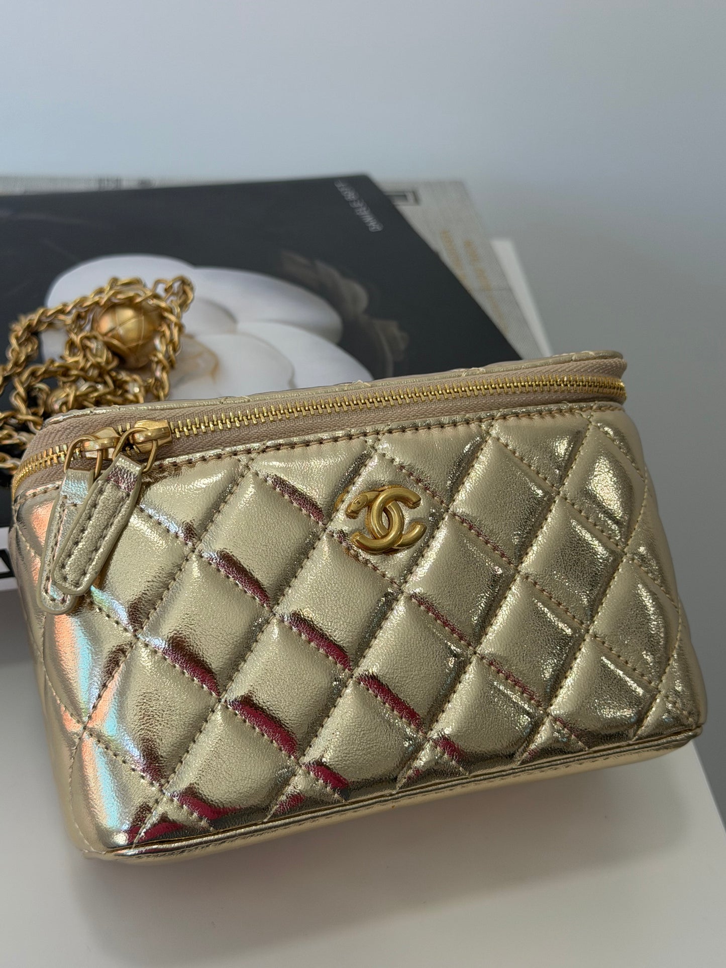 CHANEL Quilted Metallic Gold Crossbody