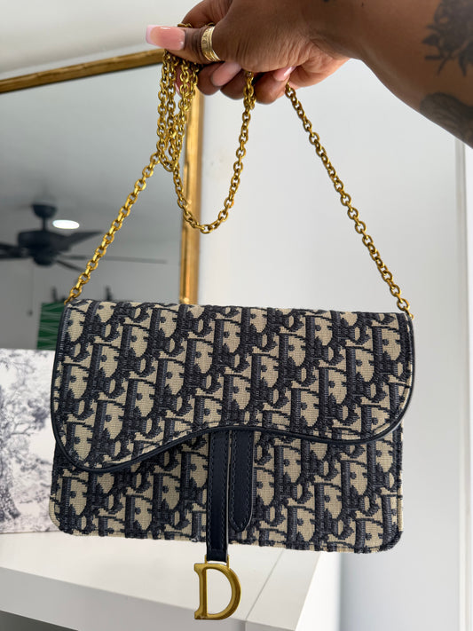 CHRISTIAN DIOR Oblique Saddle Chain Bag