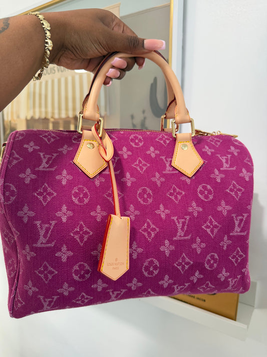 LOUIS VUITTON PINK DENIM SPEEDY 30