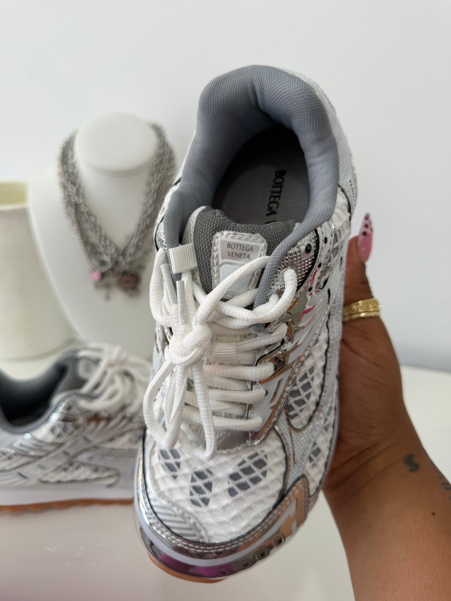 Bottega Veneta Orbit Sneakers (Silver)